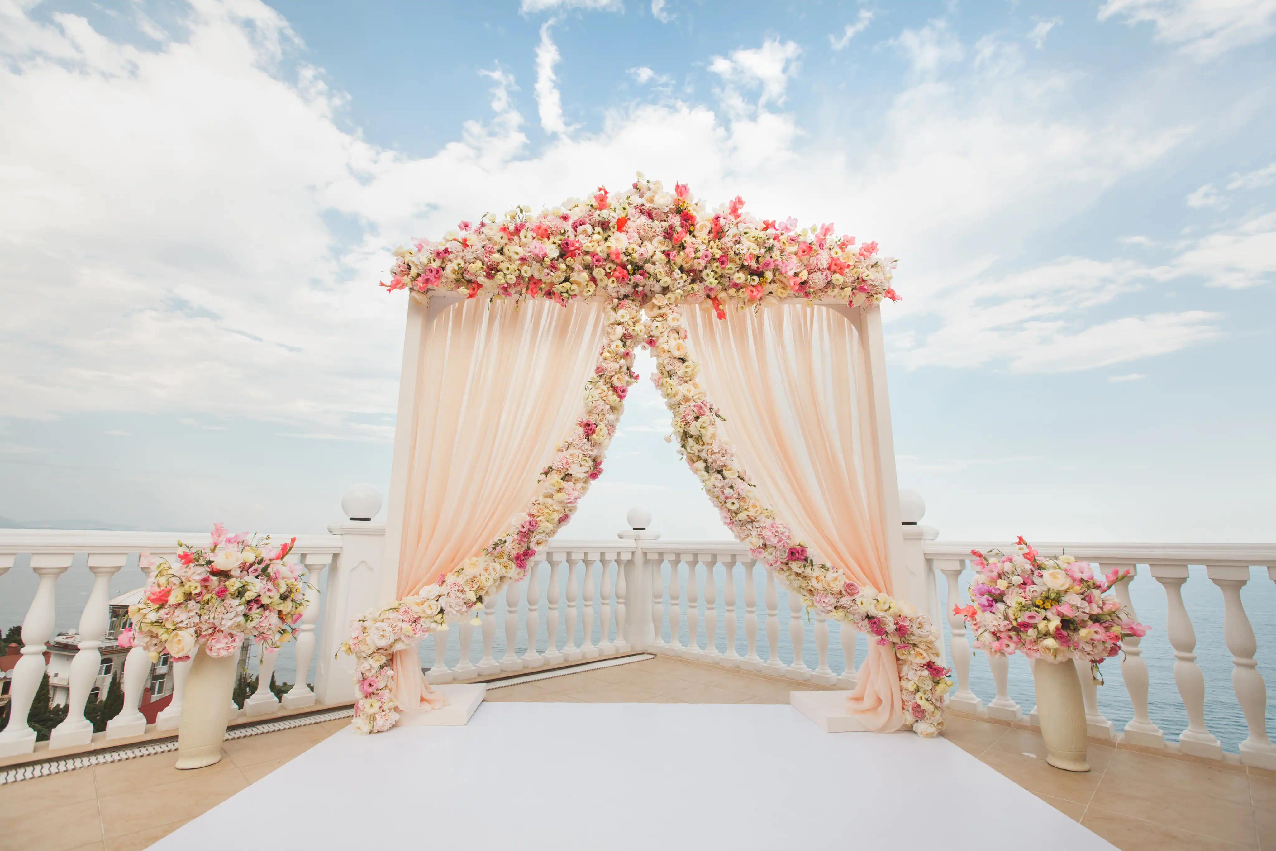 Beautiful wedding venue with flowers